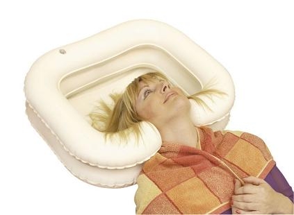 Lavacabezas hinchable portatil para cama