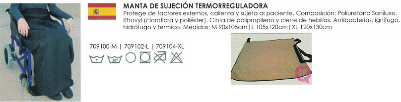 Manta Termorreguladora SANILUXE Tallas M, L, XL. Protegerse del frío, viento y humedad. 