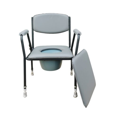 silla con inodoro incorporado de color gris claro