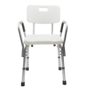 Práctica silla de ducha con respaldo de brazos, banco de ducha ajustable,  asas de asiento de baño para discapacitados, personas mayores y ancianos  con