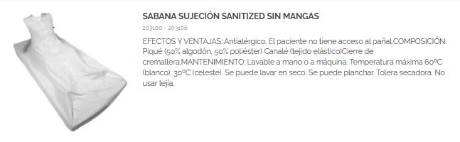 Sábana Sujeción SANITIZED Sin Mangas